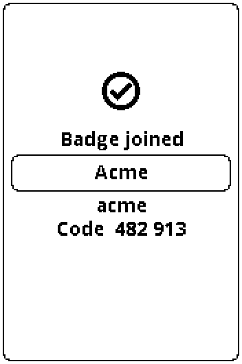 The badge showing "Badge joined" and Acme