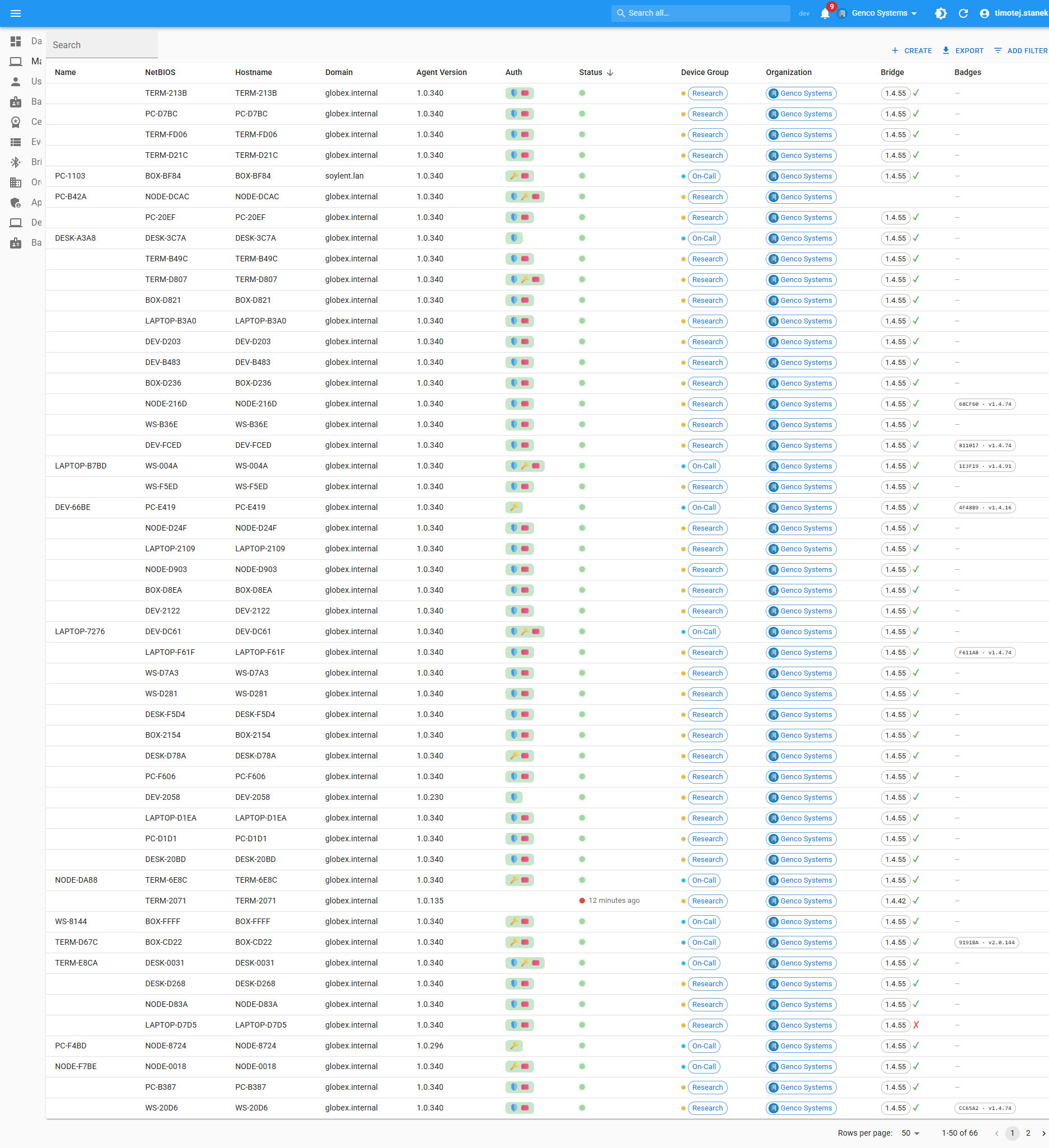 Machines list